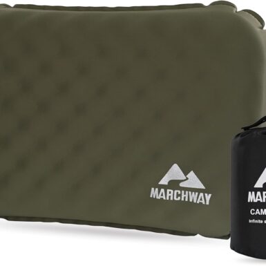 MARCHWAY Inflatable Camping Pillow with Soft Foam Top & TPU Air Bladder, Dual-Sided Support for All-Season, Lightweight Compact Travel Pillow for Hiking, Backpacking, Airplane, Car (Green)